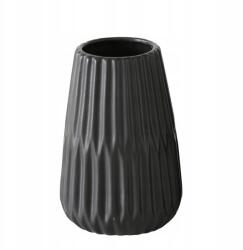  Kerámia Váza, Mázas, Fekete Csíkos, 17 X 8 CM, Vízálló (1013332 -pattern2)