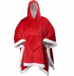 Home Styling Collection Karácsonyi Poncsó Felnőtteknek Kapucnival És Zsebbel Piros 170X130 CM (8720573647007)