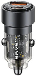 USAMS Autós töltő C39 USB+USB-C 60W gyorstöltés fekete CC208CC01 (US-CC208) (CC208CC01)