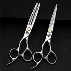  Balkezes Hajvágó és Ritkító olló Szett 6.0 Samurai 440C Siccors