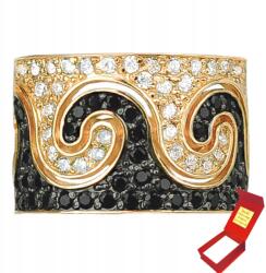 Deem Arany Gyűrű 585 Fekete Hullámok Cirkónia Kövekkel