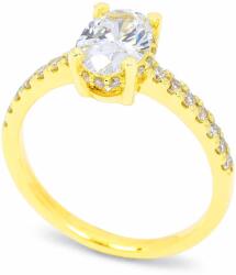 White & Black Labor ovális gyémánt eljegyzési gyűrű aranyból - Hidden Halo - 1, 4 karát - IGI (AU14289)