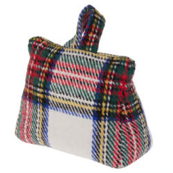 Home Styling Collection Ütköző Ajtóhoz Poliészter Homokkal Töltve 17X8X17 CM Kockás Piros (AAE823520 -multicolor)