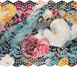 Takoy Elasztikus csipke 15 cm színes trópusi virágok