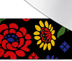 Takoy Nyomtatott dizájnos gumi 5cm Šariš népviselet minta - színes fekete alapon