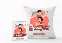 agmART Párna És Bögre Szett Ajándék Nagymama Nagypapa Napjára felirat szöveg