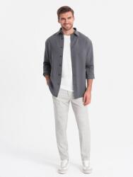 Ombre Klasszikus szabású férfi nadrág kockás bézs V1 OM-PACP-0187 XXL