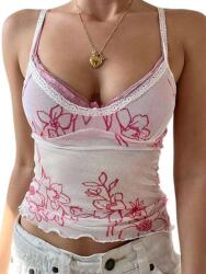 Shein Áttetsző Vállpántos Felső Nyomott Mintával (xs) (610096)