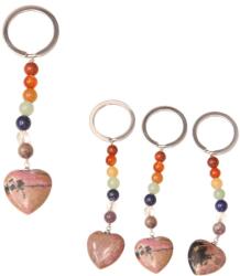  Breloc Rodonit 10 cm cu Pietre 7 Chakre Roz Decorativ pentru Chei 1 Buc