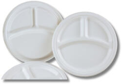  Tányér lapos D 25, 4 cm 3 részes komposztálható cukornád 125 db/csomag, natúr (12660) - iroda-ellatas