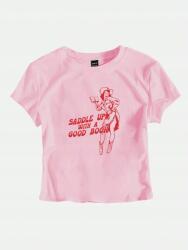 Shein Rózsaszín Rövid Ujjú Póló Nyomott Mintával (L) (610076)