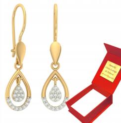 Deem Lógós Mozgatható Fülbevaló Arany 585 Fehér Cseppek