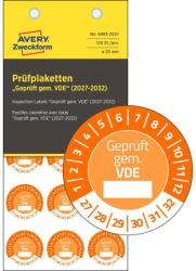 Avery-Zweckform Avery időjárásálló öntapadó plakett Vinyl "Geprüft gem. VDE" 2027-2032 év Ø 20 mm - narancssárga (6983-2027)