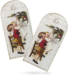  Nyomtatott dekorkarton - Vintage karácsonyi tábla 2db/csomag