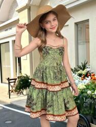 Shein Zöld Vállpántos Ruha Mintás (11L) (609574)