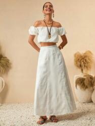 Shein Fehér Boho Felső Szoknya Szett (s) (610020)