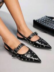  Fekete Sarok Nélküli Balerinacipő Strasszokkal (38) (610117)