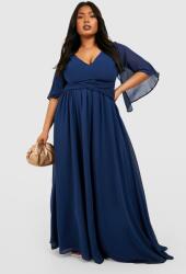 Boohoo KC33212 Boohoo Sötétkék Ruha Maxi Fodros Öv (1) XXL