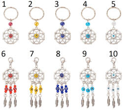  Ezüst Színű Türkiz (9) Nazar Szeme Álomcsapda Álomfogó Kulcstartó 87x28mm