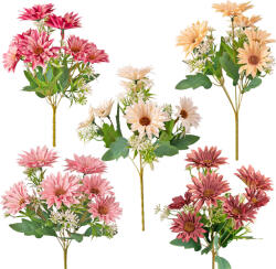 Valex Decor Gerbera selyemvirág csokor, 29cm magas - 48db-os mix (LD050)