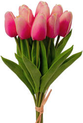 Valex Decor Real touch tulipán köteg, 10 szálas, 33.5cm magas - Sötét rózsaszín (LD039-05)