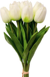 Valex Decor Real touch tulipán köteg, 10 szálas, 33.5cm magas - Zöld / Fehér (LD039-03)