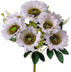 Valex Decor Napraforgó selyemvirág csokor, 9 fejes, 40cm magas, virágfej átmérő: 8cm - Fehér (LD062-01)