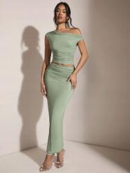 Shein Zöld Fodros Felső Szoknya Szett (L) (609709)