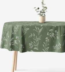 Goldea față de masă 100% bumbac - frunze de plante aromatice - ovală 120 x 160 cm Fata de masa