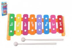  Gyerek xilofon 26cm fém/műanyag 2 kalapács, 3 szín, dobozban (8590331170258)