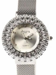 Geneva Ceas dama bratara magnetica, Crystal Time, argintiu + cutie eleganta cadou Ceas