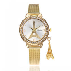 QUARTZ Ceas dama elegant cu Turnul Eiffel si pandantiv, auriu Ceas