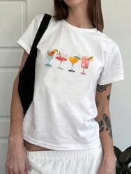 Shein Fehér Nyomott Mintás Póló (XL) (609457)