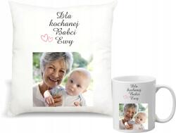 agmART Párna És Bögre Szett Ajándék Nagymamáknak fénykép a neved felirat