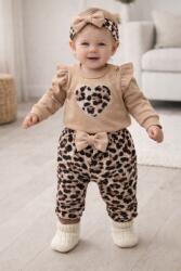 Baby 3 részes babaruha szett - szivecskés leopárd Méret: 68 (4-6hó)