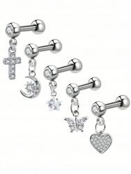 Shein Ezüst Fülbevaló Szett 5 Db (609465)