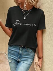 Shein Fekete Pamut Póló Nyomott Mintával (xs) (609821)