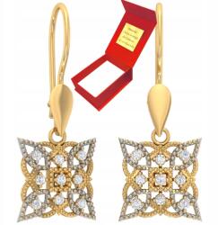 Deem Áttört Mintás Fülbevaló Lógó Arany 585 Levél