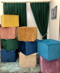 Hiko Taburet, otoman din catifea Hiko Comfy culoare LA ALEGERE, burete ferm 50x50cm cu inaltimea de 40cm (4105)