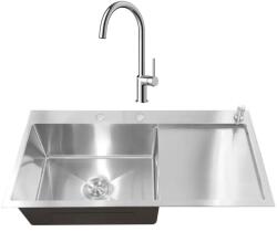 Anahita Set chiuveta bucatarie inox, satin, cu dozator detergent, 1 cuva și picurator si baterie bucatarie Anahita (B007ST1816600) Chiuveta