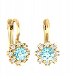Angel gold Arany Fülbevaló Kék Cirkóniákkal 585 Keresztelő