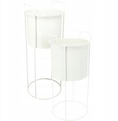 Home Styling Collection Virágágyások Fém Fehér 2 Darab Magasság 40 & 50, 8 CM Ø 18, 5 & 18, 7 CM (FZ1002280)