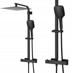 Inea Fekete Zuhany Szett Zuhanypanel Kabinhoz 30 Cm-es Esőztető Fejjel (ZN2285)