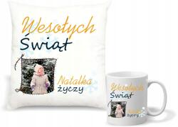 agmART Párna És Bögre szett Ajándék karácsonyra névvel ellátott fényképpel