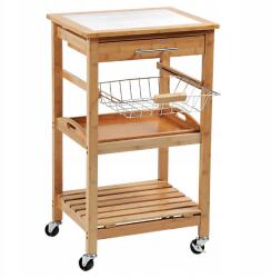Kesper Konyhai kocsi tálcával és kosárral bambusz Kesper (25776k)
