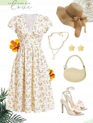 Shein Ecru Ruha MIDI Virágok (L) (609108)