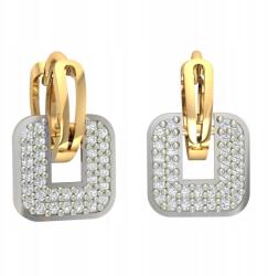 Angel gold Arany Fülbevaló Négyzet Minta 585 Cirkóniákkal (K1157B/5-K)