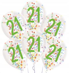 Amscan Happy Birthday 21 Droplets konfettivel töltött léggömb, lufi 6 db-os 11 inc