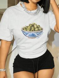 Shein Fehér Nyomott Mintás Póló (M) (608958)