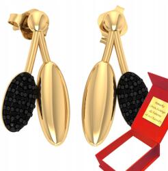 Deem Hosszúkás Arany Fülbevaló Fekete Cirkóniákkal 585